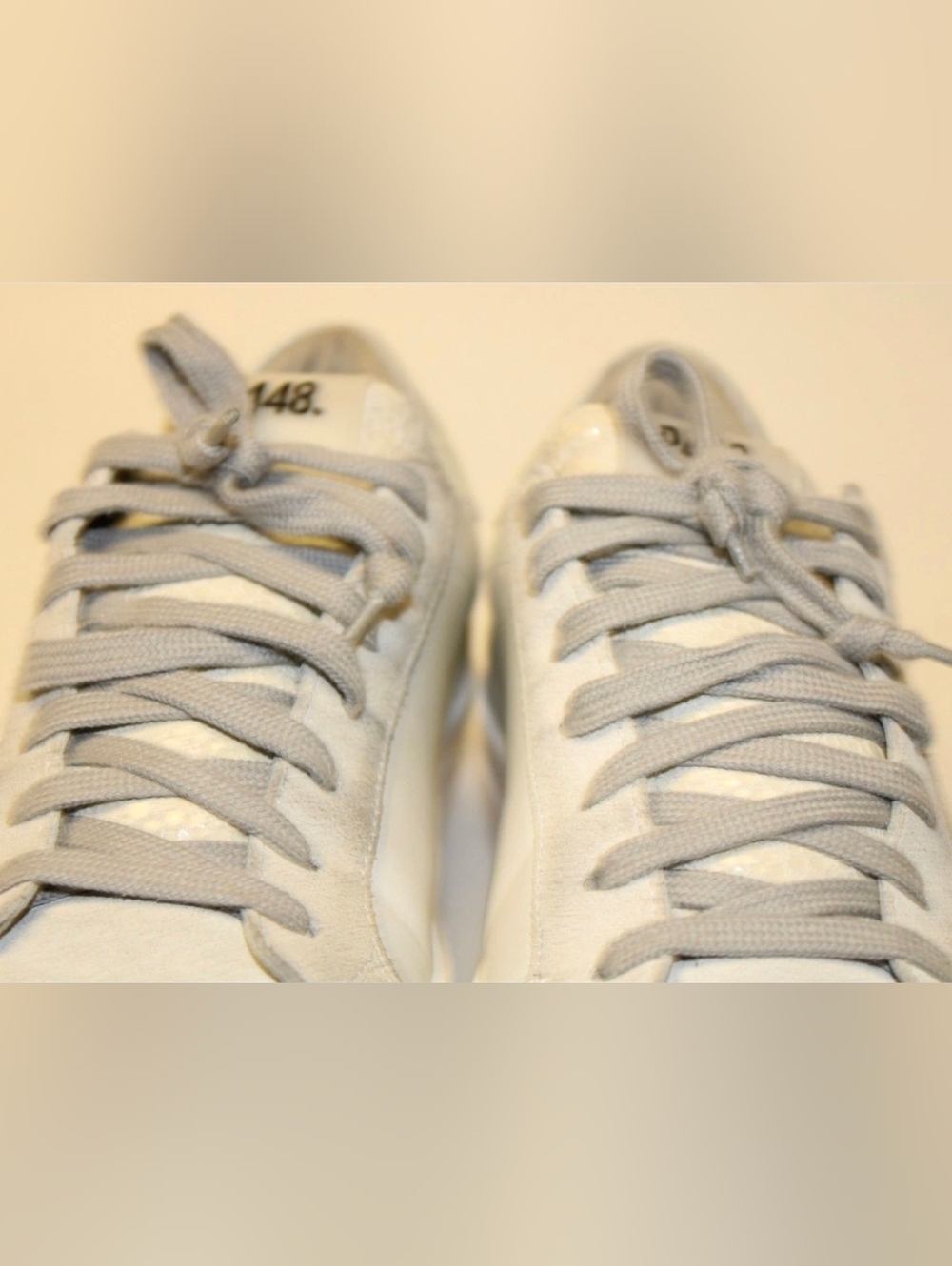 P448 White Leather Platform Sneakers with Light Gray Accents - W 9 39 - Picture 2 of 6